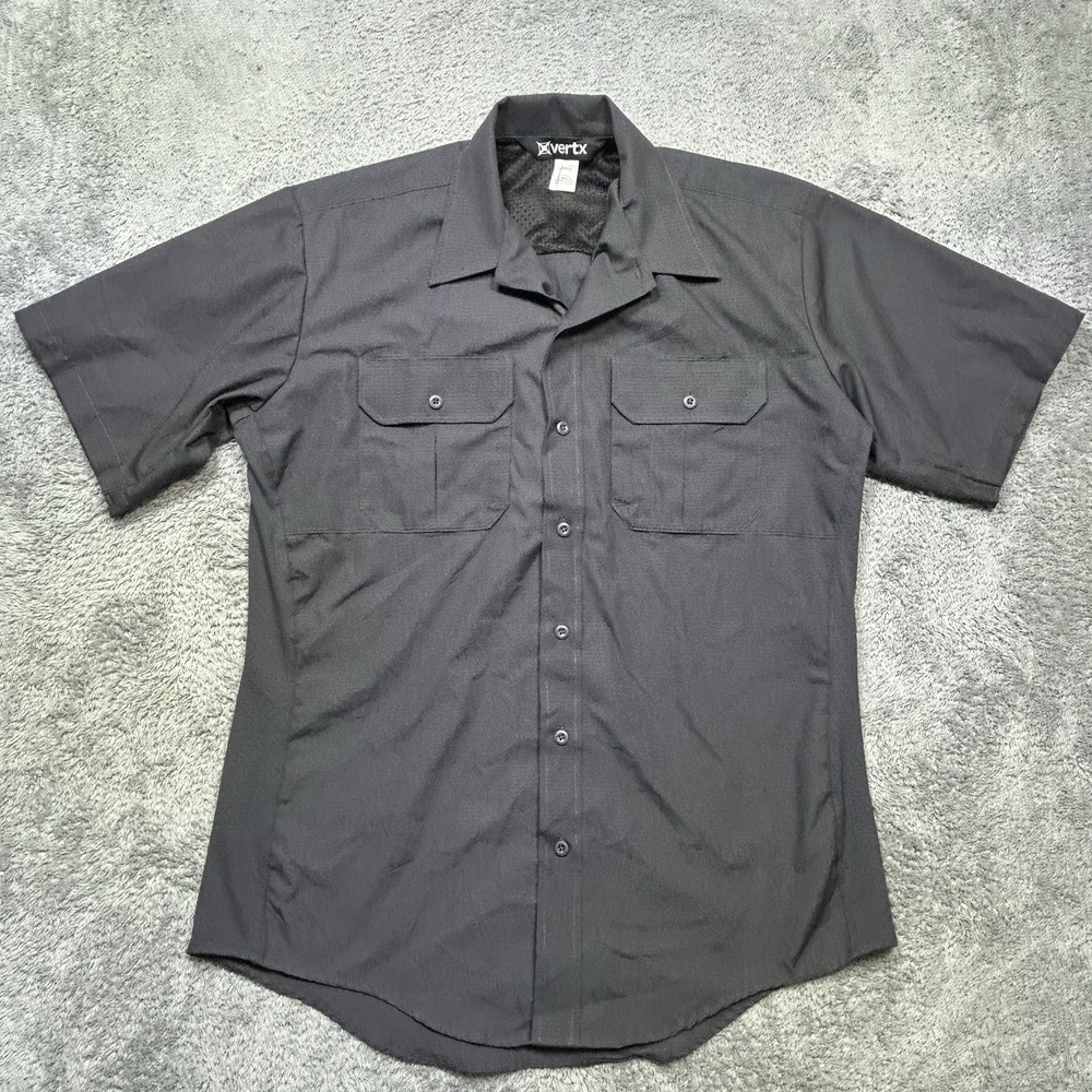 Vertx Shirt Mens L Smoke Gray Short Sleeve Tactical Work Button Front Pockets